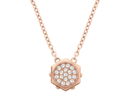 Rose Gold Plated CZ Studded Hexagon Shaped Pendant